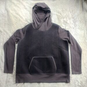 Alo Yoga Pullover Hoodie Sweatshirt Women's Large Purple Velour Logo Athleisure